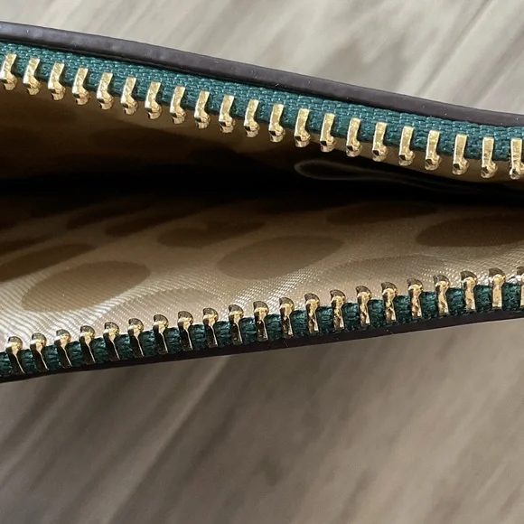 Kate Spade Forest Green Clutch with Gold Detail NWT